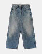 Mid Waist Barrel Jeans | Destroyed Wash