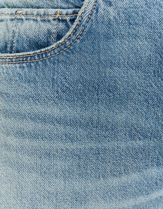 Mid Waist Barrel Jeans | Destroyed Wash