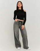 Baggy  jeans tied at waist | Grey Wash