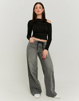 Baggy  jeans tied at waist | Grey Wash