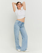 Low Waist Straight Leg Jeans | Blue Wash