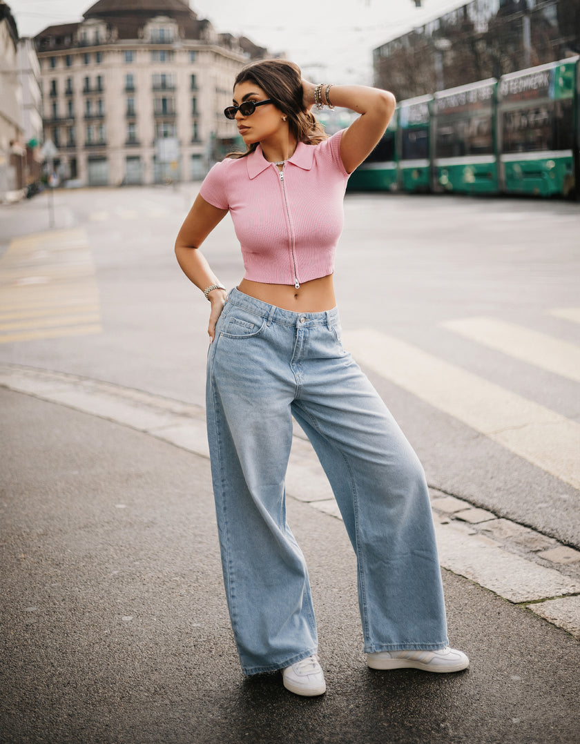 Low Waist Straight Leg Jeans | Blue Wash