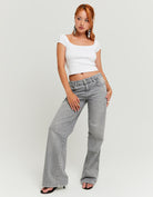 Low Waist Straight Leg Jeans | Grey Wash