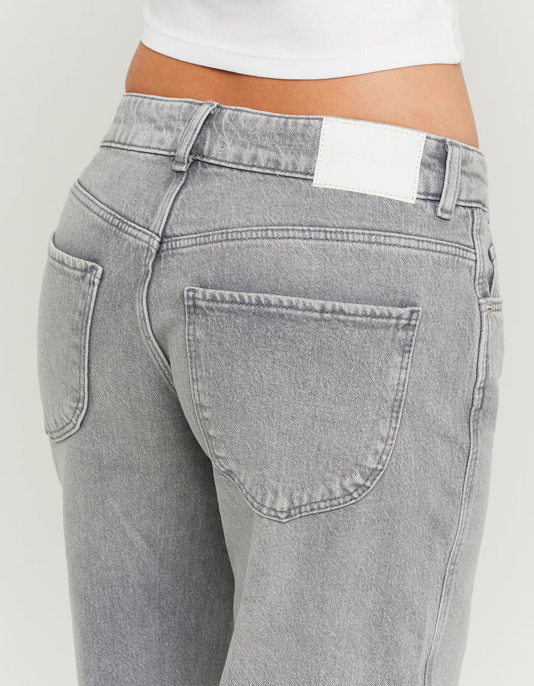 Low Waist Straight Leg Jeans | Grey Wash