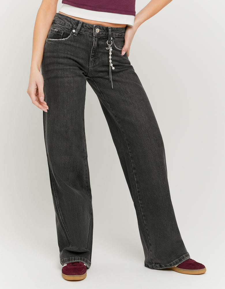 Low Waist Straight Leg Jeans | Grey Wash
