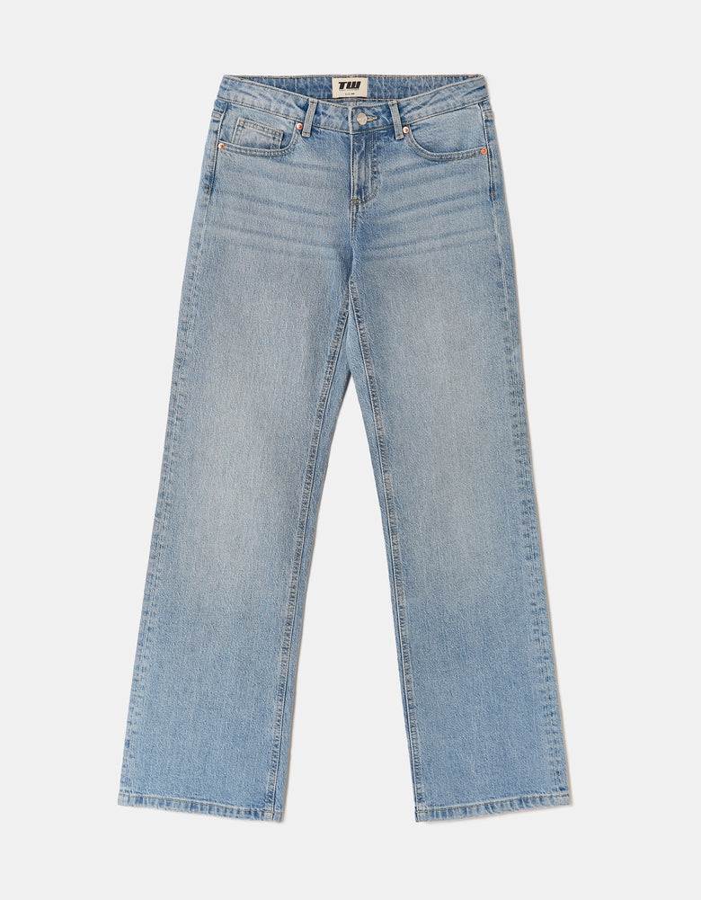 Low Waist Straight Jeans | Bleached