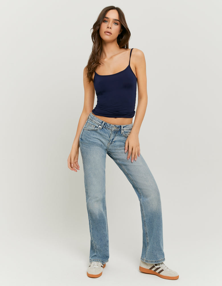 Low Waist Straight Jeans | Blue Wash