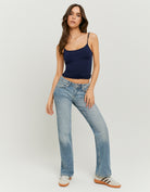 Low Waist Straight Jeans | Blue Wash