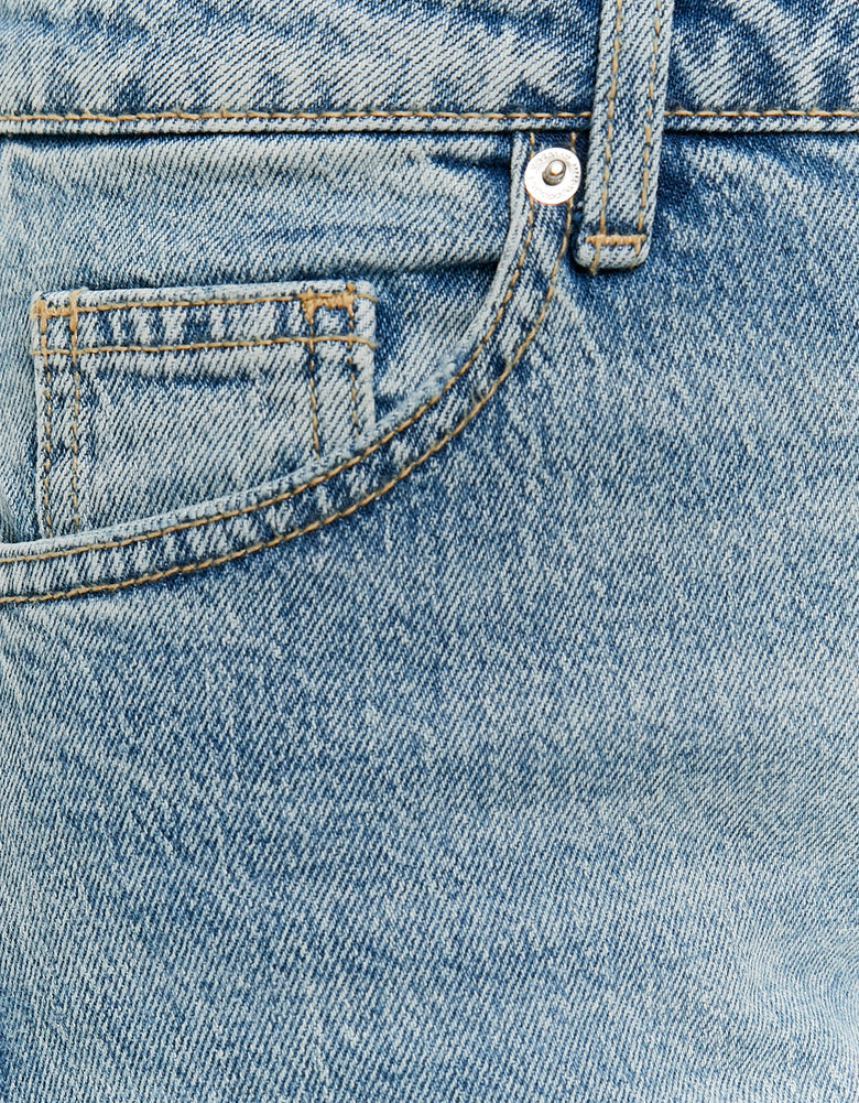 Low Waist Straight Jeans | Blue Wash