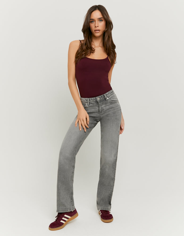 Low Waist Straight Jeans | Grey Wash