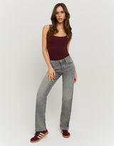 Low Waist Straight Jeans | Grey Wash