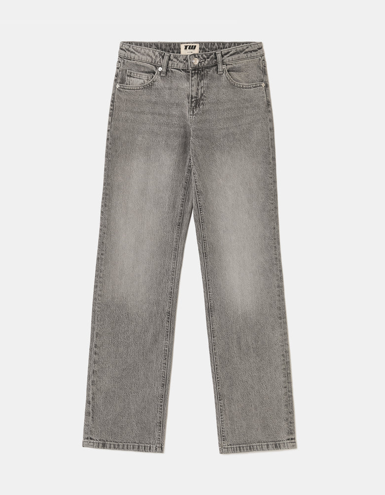 Low Waist Straight Jeans | Grey Wash