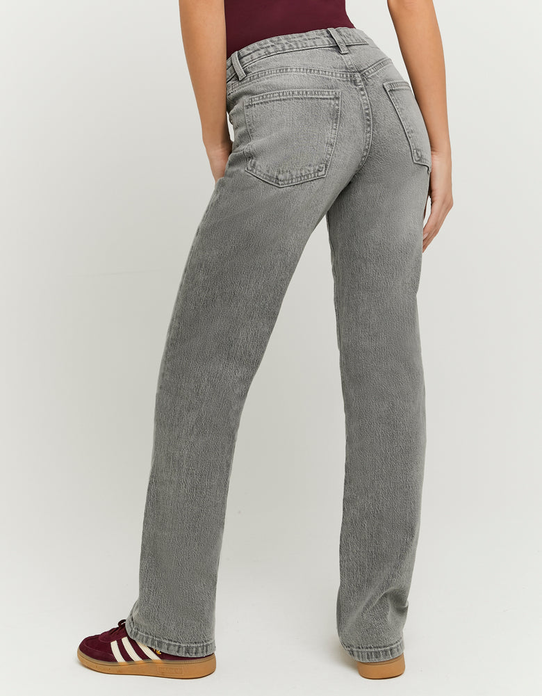Low Waist Straight Jeans | Grey Wash