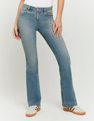 Mid Waist Flare Jeans | Blue Wash
