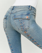 Mid Waist Flare Jeans | Blue Wash