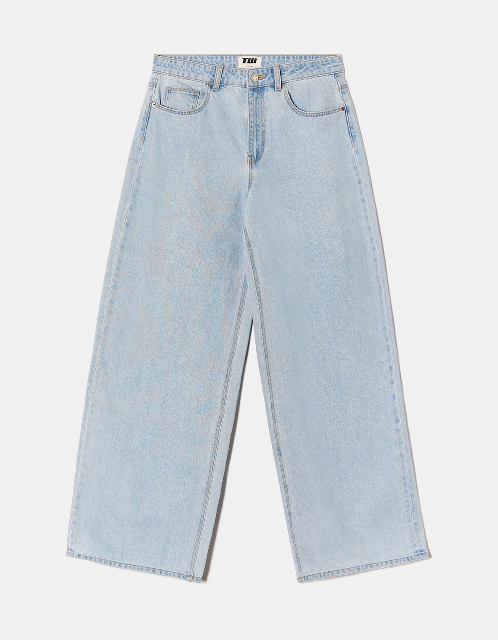 Mid Waist Baggy Jeans | Bleach Wash