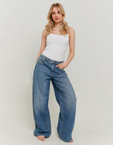 Mid Waist Baggy Jeans | Dark Wash