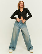 Mid Waist Baggy Jeans | Blue Wash