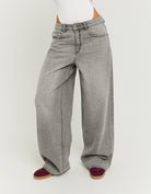 Mid Waist Baggy Jeans | Grey Wash