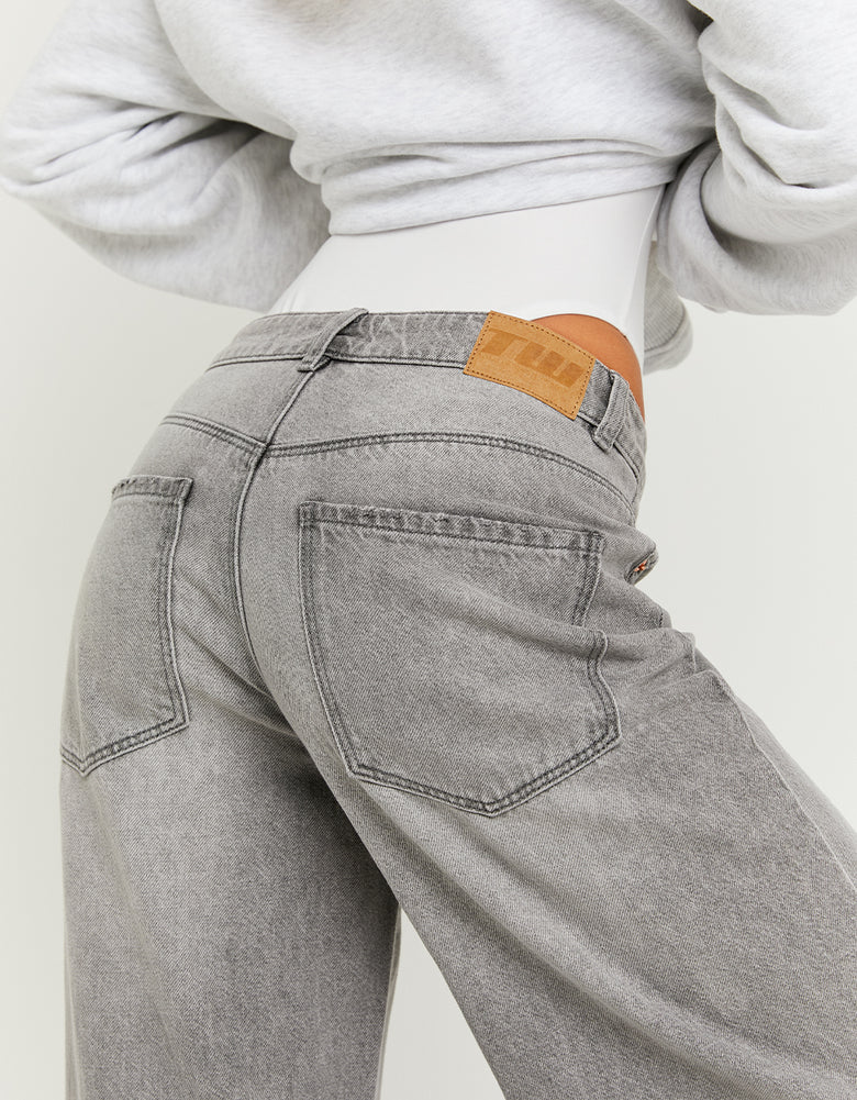 Mid Waist Baggy Jeans | Grey Wash
