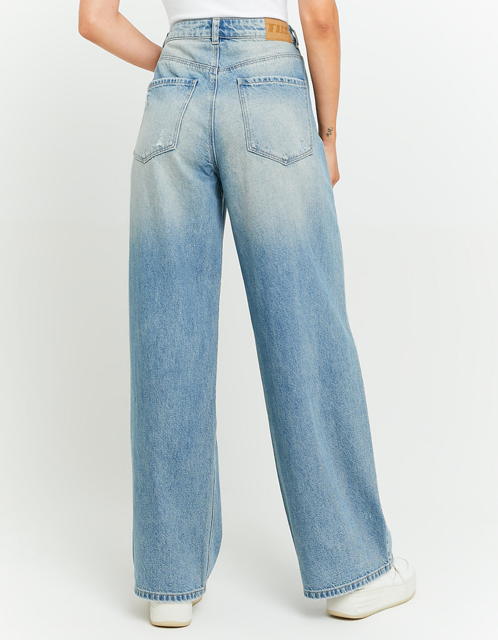 Mid Waist Baggy Jeans Destroyed | Blue Wash