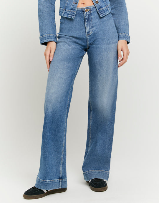 Mid Waist Wide Leg Jeans | Blue Wash