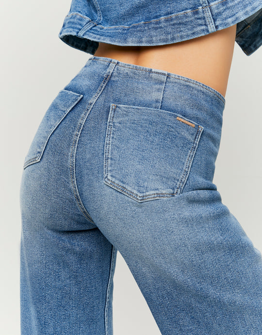 Mid Waist Wide Leg Jeans | Blue Wash