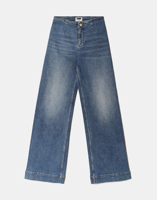 Mid Waist Wide Leg Jeans | Blue Wash