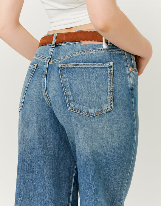 Mid Waist Wide Leg Jeans | Vintage Wash