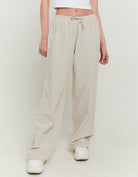 Wide Leg Linen Trousers | Beige