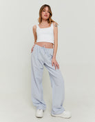 Wide Leg Linen Trousers | Blue
