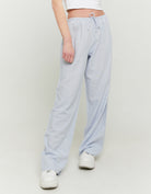 Wide Leg Linen Trousers | Blue
