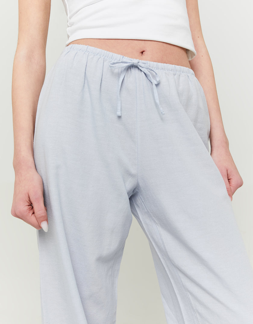 Wide Leg Linen Trousers | Blue