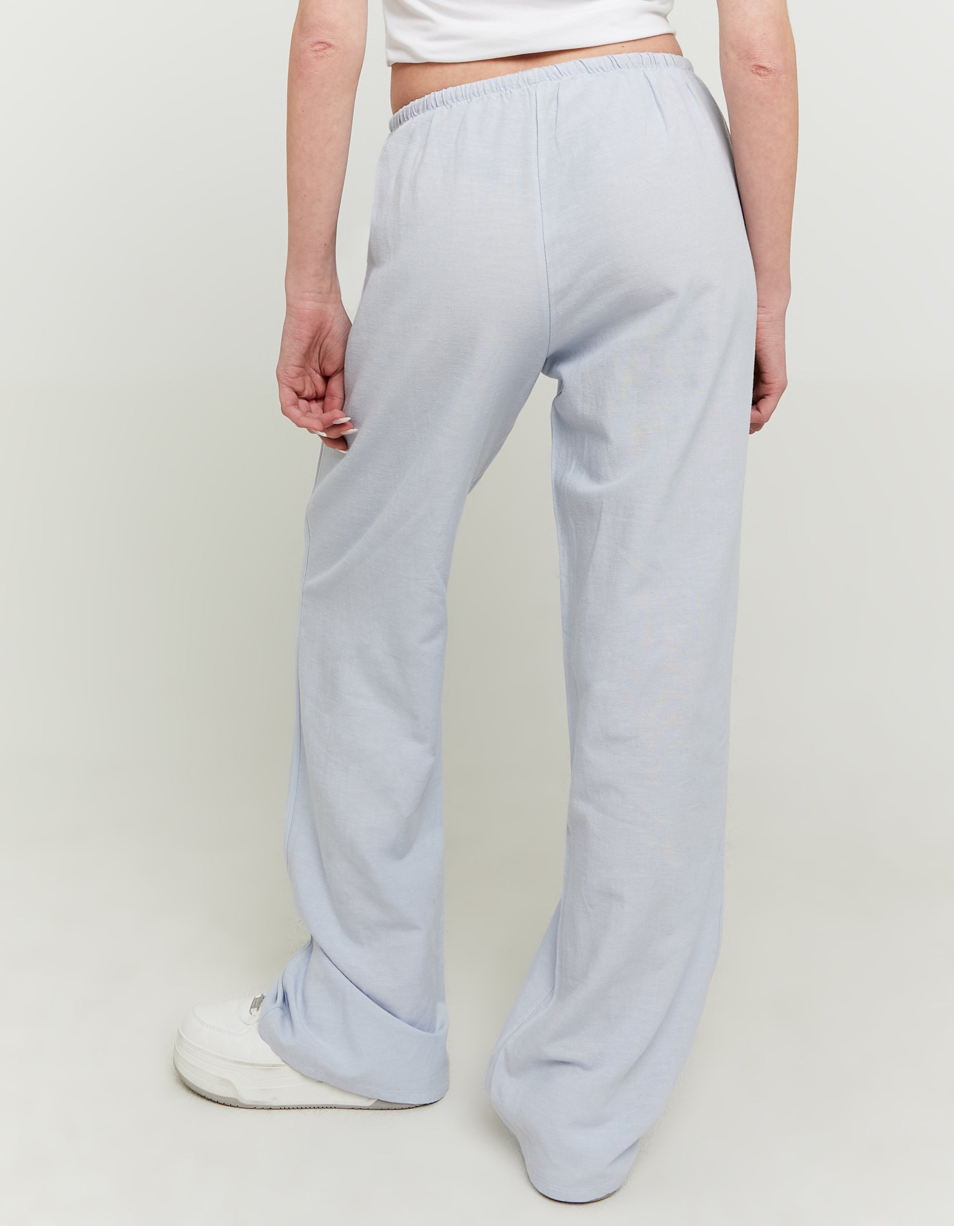 Wide Leg Linen Trousers | Blue