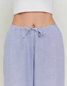 Wide Leg Linen Trousers | Blue Striped