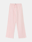 Wide Leg Linen Trousers | Pink - White