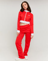 Wide Leg Printed Joggers with Side Bands | Red