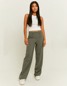 High Waist Straight Tailoring Trousers | Kaki