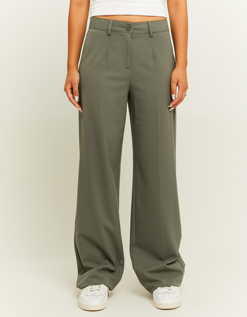 High Waist Straight Tailoring Trousers | Kaki