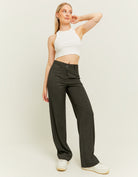 High Waist Straight Tailoring Trousers | Dark Grey
