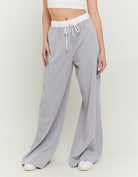 Mid Waist Wide Leg Trousers | Grey