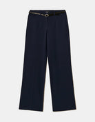 Straight Mid Waist Trousers | Navy