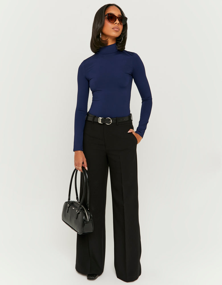 Wide Leg Trouser with Belt | Black