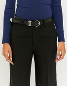 Wide Leg Trouser with Belt | Black