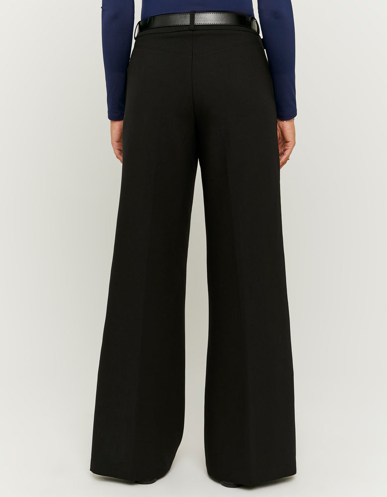 Wide Leg Trouser with Belt | Black