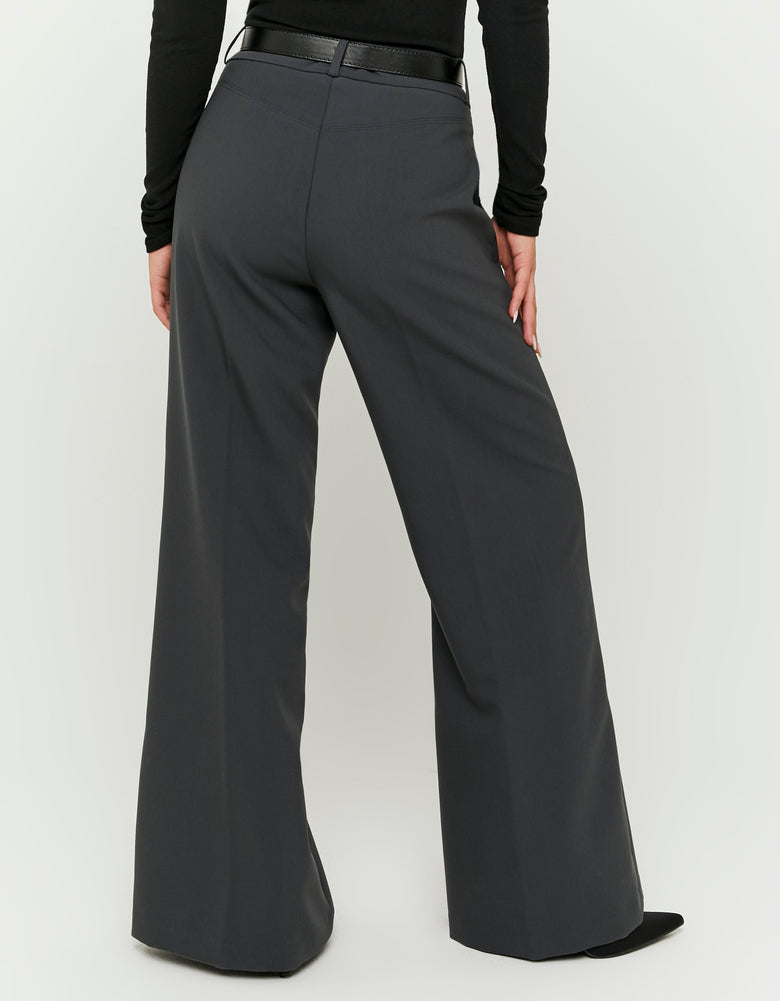 Wide Leg Trouser with Belt | Grey