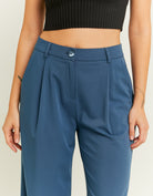Mid Waist Wide Leg Trousers | Blue