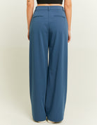 Mid Waist Wide Leg Trousers | Blue