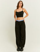 Double Waist Wide Leg Trousers | Black
