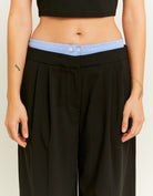 Double Waist Wide Leg Trousers | Black